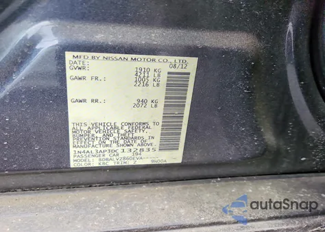 2013 Nissan Altima 2.5 z USA, uszkodzony, nr VIN 1N4AL3AP3DC132835